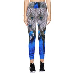 Peacock Bird Animal Feather Nature Colorful Pocket Leggings  by Ravend