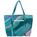 Pink Ocean Waves Zip Up Canvas Bag View3