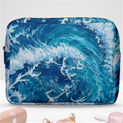 Abstract Blue Ocean Waves Iii Make Up Pouch (large) by GardenOfOphir