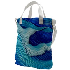 Waves Blue Ocean Canvas Messenger Bag by GardenOfOphir