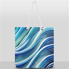 Blue Ocean Waves Full Print Rope Handle Tote (large) by GardenOfOphir