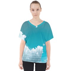 Clouds Hd Wallpaper V-neck Dolman Drape Top by artworkshop