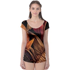 Ai Generated Leaves Tropical Palm Boyleg Leotard  by Ravend