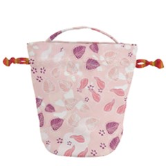 Leaves Foliage Boho Art Boho Style Pastel Nature Drawstring Bucket Bag by Ravend