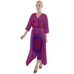 Background Wallpaper Geometric Digital Art Quarter Sleeve Wrap Front Maxi Dress by Ravend