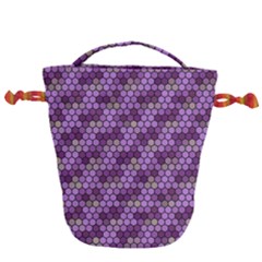 Pattern Seamless Design Decorative Hexagon Shapes Drawstring Bucket Bag by Ravend