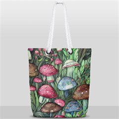 Magicians  Mushrooms Full Print Rope Handle Tote (small) by GardenOfOphir