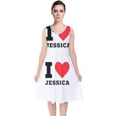 I Love Jessica V-neck Midi Sleeveless Dress  by ilovewhateva