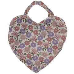 Flowers Petals Plants Floral Print Pattern Design Giant Heart Shaped Tote by Ravend