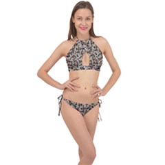 Mystic Geometry Abstract Print Cross Front Halter Bikini Set by dflcprintsclothing