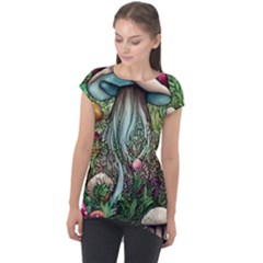 Craft Mushroom Cap Sleeve High Low Top by GardenOfOphir