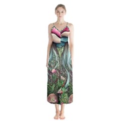 Craft Mushroom Button Up Chiffon Maxi Dress by GardenOfOphir