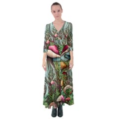Craft Mushroom Button Up Maxi Dress by GardenOfOphir