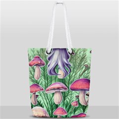 Natural Mushrooms Full Print Rope Handle Tote (small) by GardenOfOphir