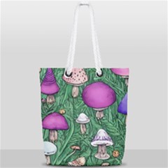 Woodsy Pottery Forest Mushroom Foraging Full Print Rope Handle Tote (small) by GardenOfOphir