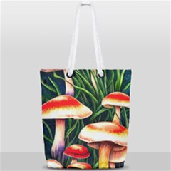 Mushroom Fairy Garden Full Print Rope Handle Tote (small) by GardenOfOphir