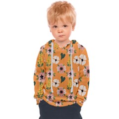 Flower Orange Pattern Floral Kids  Overhead Hoodie by Dutashop