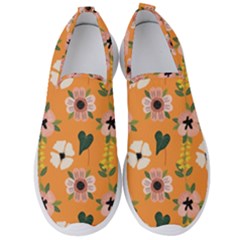 Flower Orange Pattern Floral Men s Slip On Sneakers by Dutashop