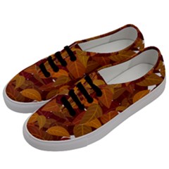 Watercolor Leaves Leaf Orange Men s Classic Low Top Sneakers by Jancukart