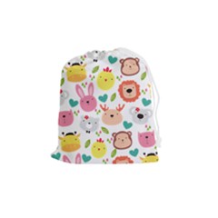 Cute Animals Cartoon Seamless Background Drawstring Pouch (medium) by Jancukart