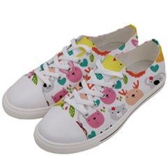 Cute Animals Cartoon Seamless Background Men s Low Top Canvas Sneakers by Jancukart