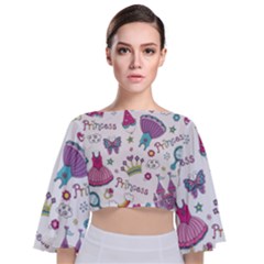 Princess Element Background Material Tie Back Butterfly Sleeve Chiffon Top by Jancukart