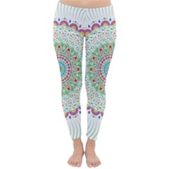 Flower Abstract Floral Hand Ornament Hand Drawn Mandala Classic Winter Leggings by Jancukart