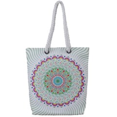 Flower Abstract Floral Hand Ornament Hand Drawn Mandala Full Print Rope Handle Tote (small) by Jancukart
