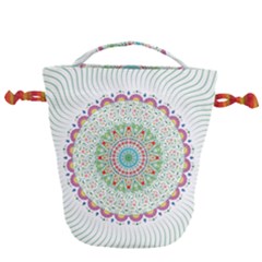Flower Abstract Floral Hand Ornament Hand Drawn Mandala Drawstring Bucket Bag by Jancukart
