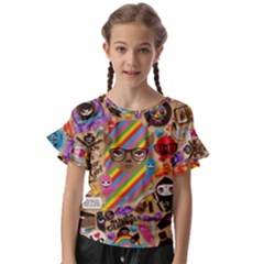 Multicolored Doodle Art Wallpaper Kids  Cut Out Flutter Sleeves by Jancukart