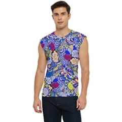 Blue Yellow Background Pattern Vector Texture Paisley Men s Raglan Cap Sleeve Tee by Jancukart