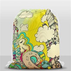 Doodle Wallpaper Artistic Surreal Drawstring Bag (small) by Jancukart