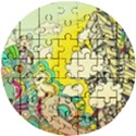 Doodle Wallpaper Artistic Surreal Wooden Puzzle Round View1