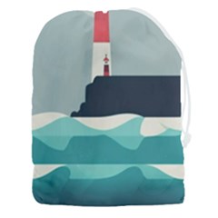 Lighthouse Ocean Nautical Sea Minimal Minimalist Drawstring Pouch (3xl) by Pakemis
