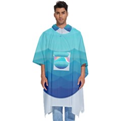 Tsunami Tidal Wave Wave Minimalist Ocean Sea Men s Hooded Rain Ponchos by Pakemis