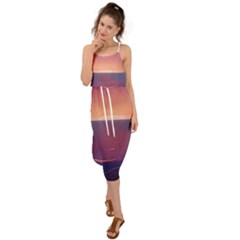 Sunset Ocean Beach Water Tropical Island Vacation Nature Waist Tie Cover Up Chiffon Dress by Pakemis