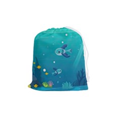 Ai Generated Ocean Sea Fish Aquatic Water Nature 2 Drawstring Pouch (medium) by Pakemis
