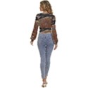 Rustic Charm Abstract Print Long Sleeve Deep-V Velour Top View4