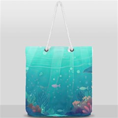 Ai Generated Ocean Sea Fish Aquatic Water Nature 3 Full Print Rope Handle Tote (large) by Pakemis