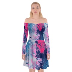 Fluid Art Pattern Off Shoulder Skater Dress by GardenOfOphir