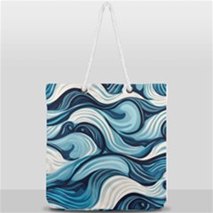 Pattern Ocean Waves Arctic Ocean Blue Nature Sea Full Print Rope Handle Tote (large) by Pakemis