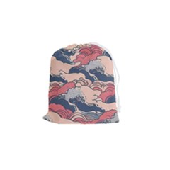 Waves Ocean Sea Water Pattern Rough Seas Drawstring Pouch (small) by Pakemis
