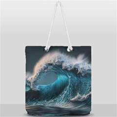 Tsunami Waves Ocean Sea Water Rough Seas 2 Full Print Rope Handle Tote (large) by Pakemis