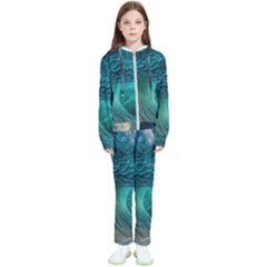 Tsunami Waves Ocean Sea Water Rough Seas Kids  Tracksuit by Pakemis