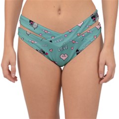 Raccoon Texture Seamless Scrapbooking Hearts Double Strap Halter Bikini Bottoms by Wegoenart