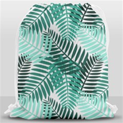 Background Pattern Texture Leaves Design Wallpaper Drawstring Bag (large) by Wegoenart