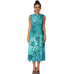 Nature Wallpaper Bubbles Water Bubbly Sleeveless Round Neck Midi Dress by Wegoenart
