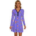 Art Pattern Design Seamless Scrapbooking Long Sleeve Deep V Mini Dress  View1