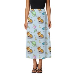 Pattern Giraffe Animal Seamless Scrapbooking Blue Classic Midi Chiffon Skirt by Wegoenart