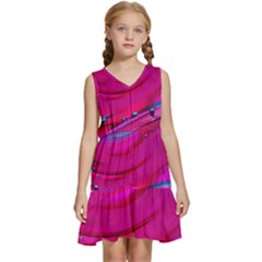 Fluid Art Pattern Kids  Sleeveless Tiered Mini Dress by GardenOfOphir